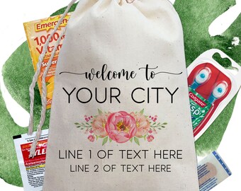 Personalized Floral Wedding Welcome Bags -  Destination Wedding Favor Bags Custom