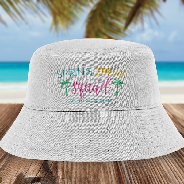 Spring Break Bucket Hats - Personalized Beach Bucket Hats - Spring Break 2024 - Women's Matching Spring Break Squad Beach Hats