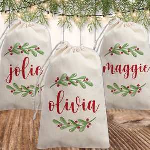 Personalized Gift Bags for Christmas Canvas Bulk Holiday Party Favor Bags for Kids Adults Drawstring Christmas Bags for Gift Wrapping Etsy