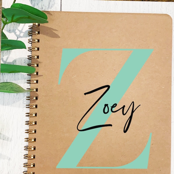 Personalized Notebook with Monogram Initial and Name - Monogrammed Journal - 9 Boho Colors - Custom Spiral Note Pad for Girls - Gift for Her