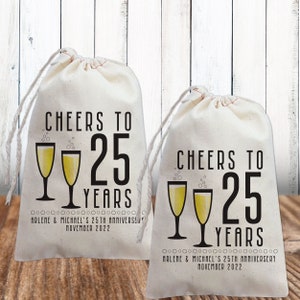 Adult Birthday Favor Bags Personalized    Cheers to 40 Years, 30 Years, 21 Years, 50 Years, 60 Years, 65 Years