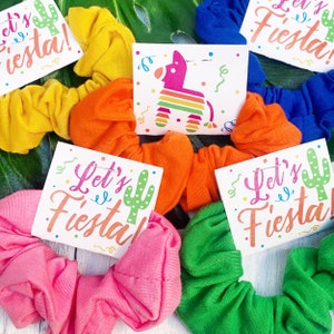 Mexico Bachelorette or Birthday Favor Hair Scrunchies - Let&#39;s Fiesta Hair Ties