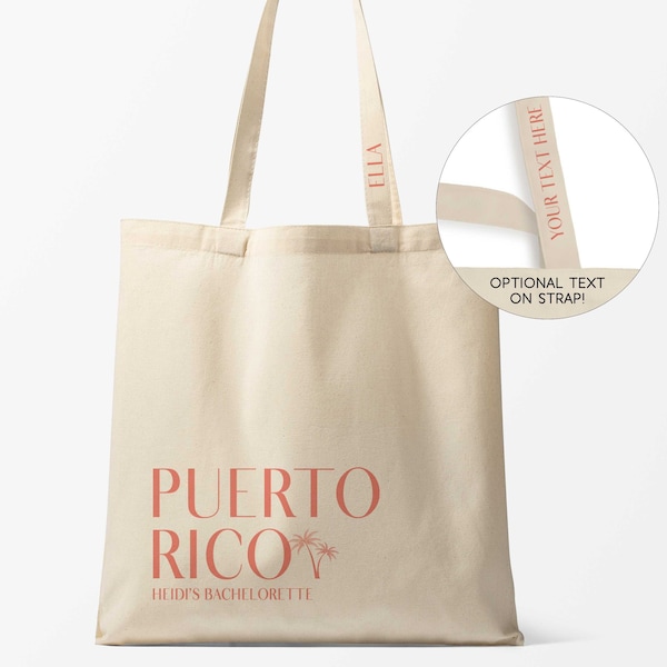 Puerto Rico Wedding Welcome Tote Bags - Palm Tree San Juan Gift Bags - Beach Bachelorette