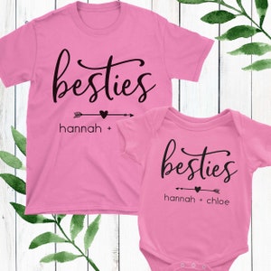 Custom Girls Best Friends Shirts   Personalized Baby and Kid BFF Matching Shirts   Besties Shirts