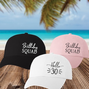 Girls Trip Birthday Hats for Women - Custom Birthday Hat for Her - Personalized Baseball Hats - Birthday Squad - 21, 30, 40, 50 - Any Age!