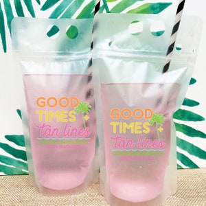 Beach Party Favors - Adult Drink Pouches - Beach Drink Bags - Custom Beach Party Cups - Vacation Favors - Booze Bags for Beach Girls Trip