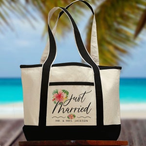 Honeymoon Bag Custom Honeymoon Gift Honeymoon Beach Tote Bag Personalized Just Married Beach Wedding Gift Mr. and Mrs Tote Wedding Gift Etsy
