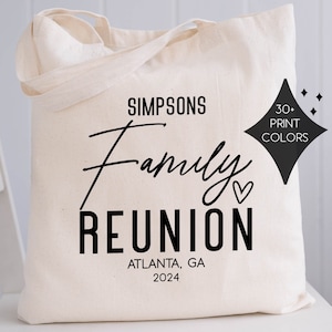 Family Reunion Tote Bags - Personalized Reunion Bags - Custom Tote Bags - Family Reunion Gifts - Canvas Tote Bags - Family Vacation Bags
