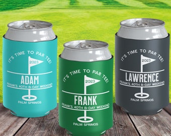 Golf Birthday Party Favors - Custom Golf Can Coolers - Golf Gifts for Men - Golf Trip Can Sleeves - Bulk Can Cozies for Golf Party / Par Tee