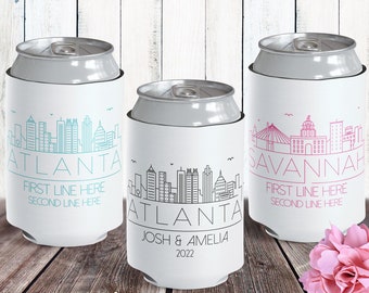 Savannah Bachelorette Party Favors - Custom Can Cozy for Atlanta Wedding - Georgia Welcome Gifts - Adult Party Favors - Bulk Can Coolers