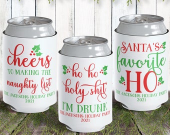 Friendsmas Christmas Party Favors - Bulk Custom Can Coolers - Adult Holiday Party Supplies - Funny Can Cozies - Small Personalized Gifts