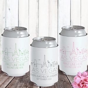 Las Vegas Can Coolers - Bachelorette Party Can Cozies - Vegas Before Vows - Vegas Wedding Favors - Custom Can Sleeves for Bachelor Weekend