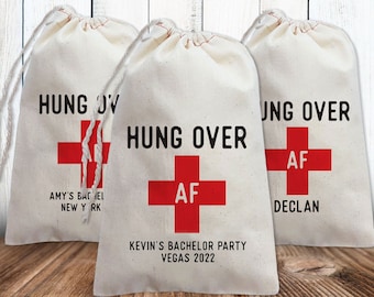 Custom Hangover Kit Bag, Hungover AF, Funny Bachelorette Party Favor Bags, Bachelor Party Favors, Personalized Gift Bag, Wedding Favors