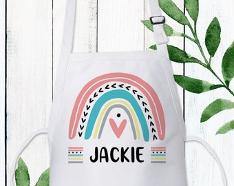 Personalized Teen Girl or Women's Apron  - Rainbow Birthday Gift for Baker or Chef