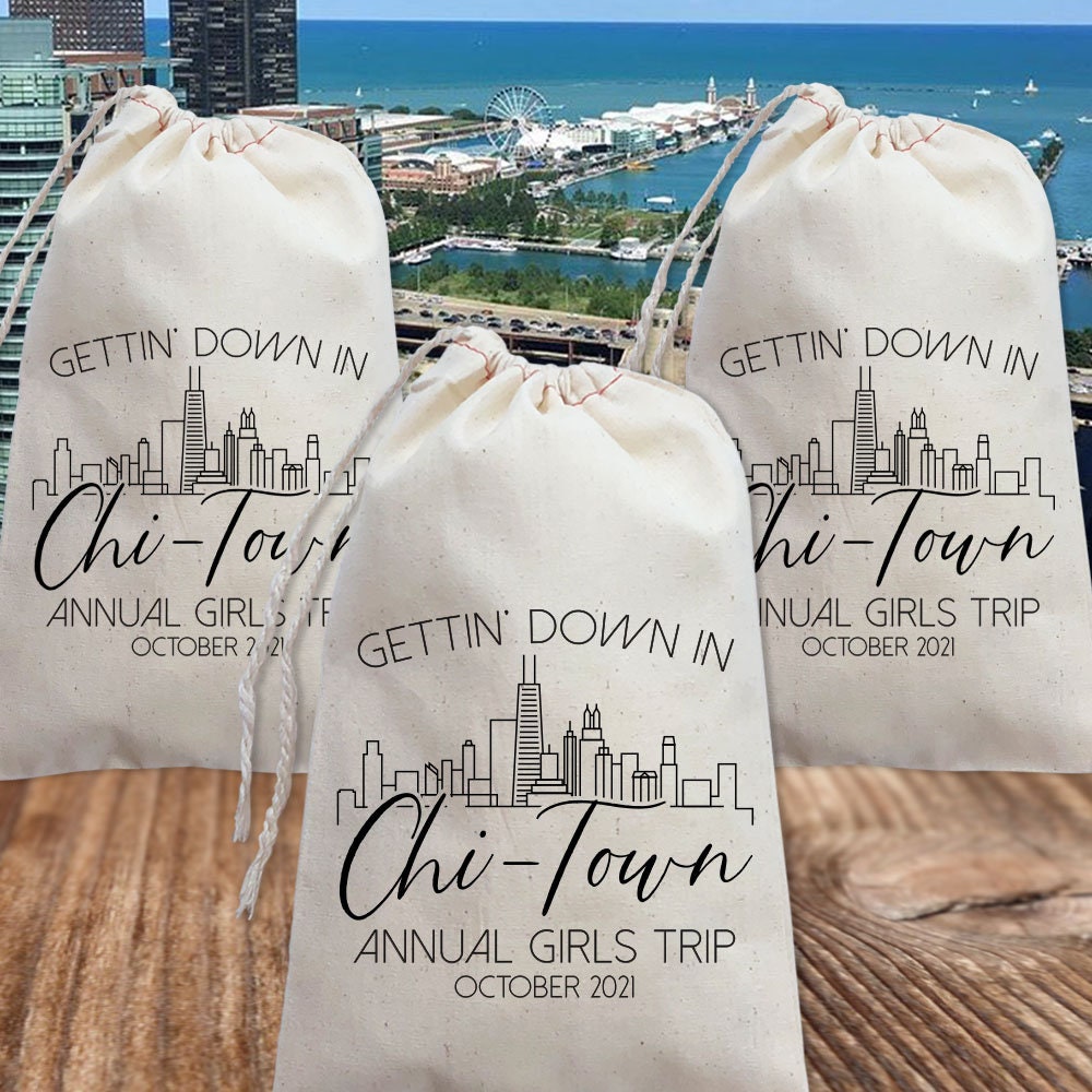 Chicago Tote Bags Custom Chicago Girls Trip Gift Bags Etsy