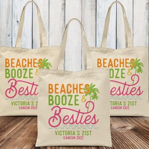 Beach Booze & Besties Tote Bag - Bachelorette Party Bag - Girls Trip Bags - Welcome Gift Bags - Best Friends Trip - Mexico Hawaii Getaway image 3