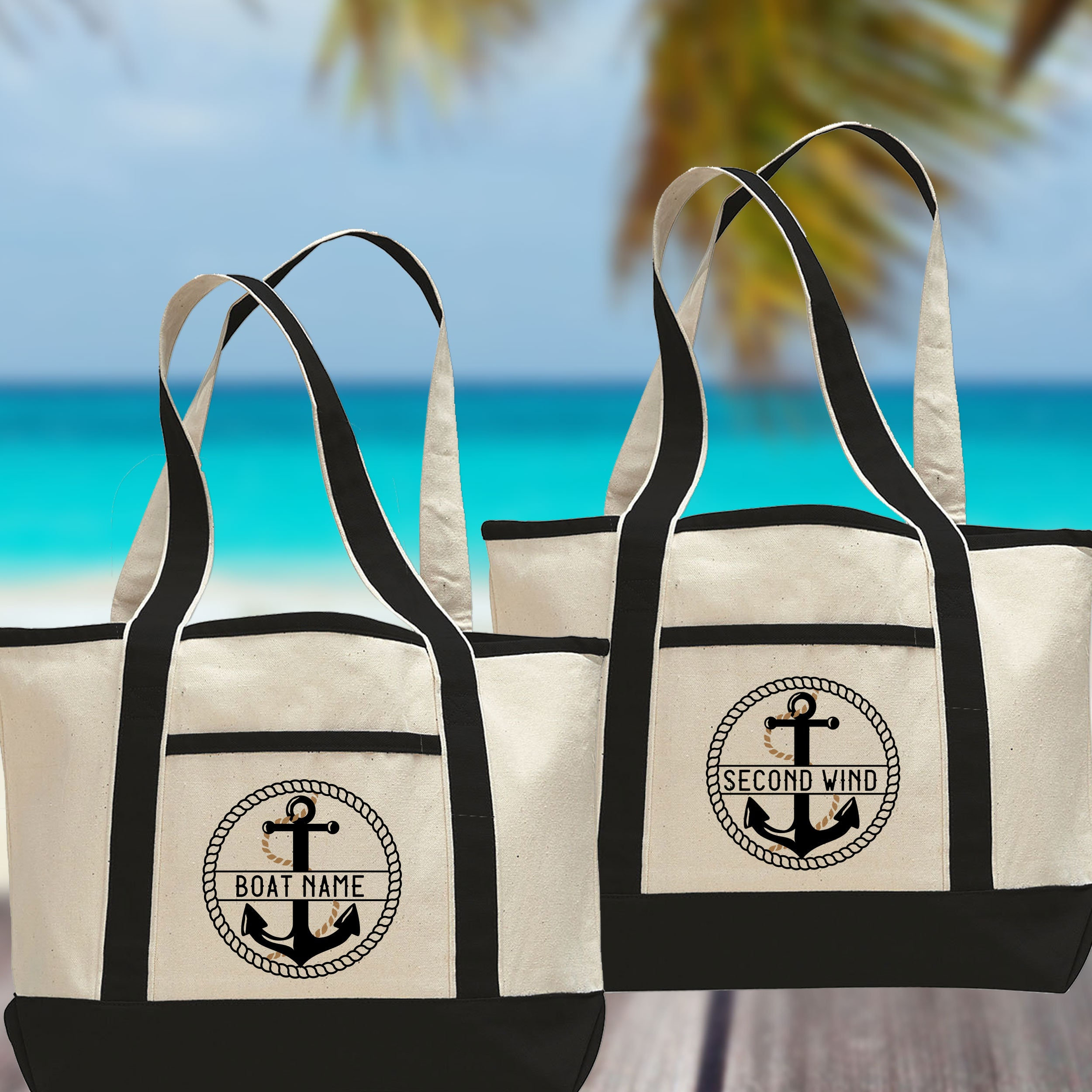 Boat Name Tote Bag Boat Owner Gifts for Men Women Personalized Nautical Beach Bag Sailing Gift Anchor Print Large Heavy Canvas Bag Etsy