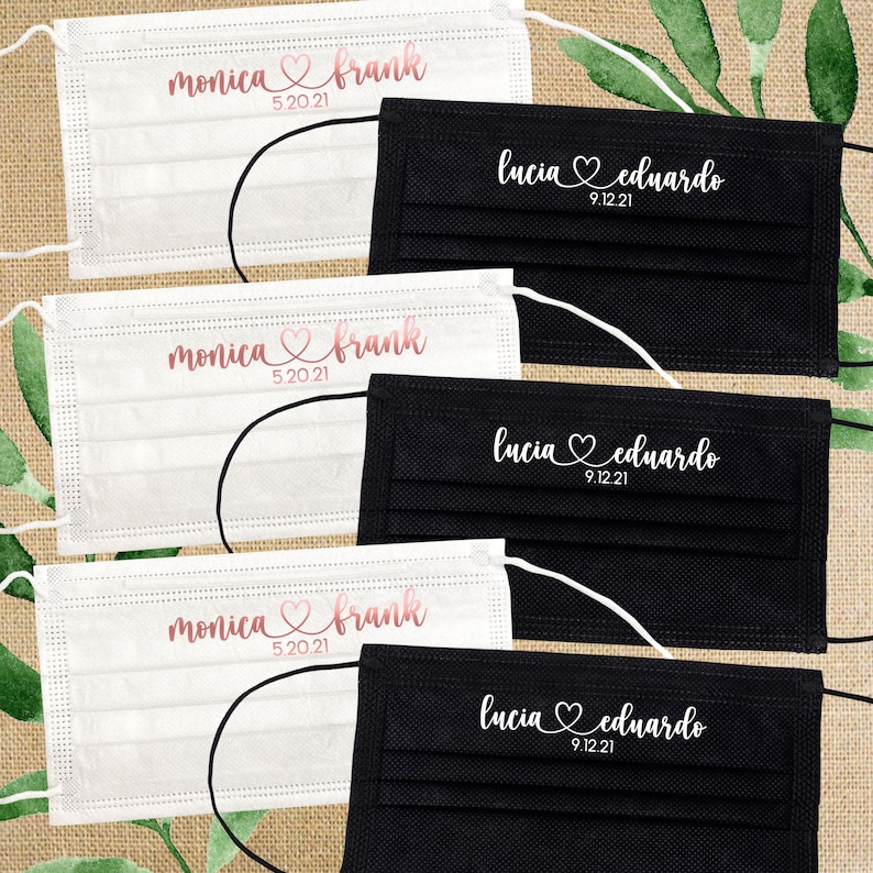 Custom Wedding Guest Masks Bulk Disposable Face Masks Etsy