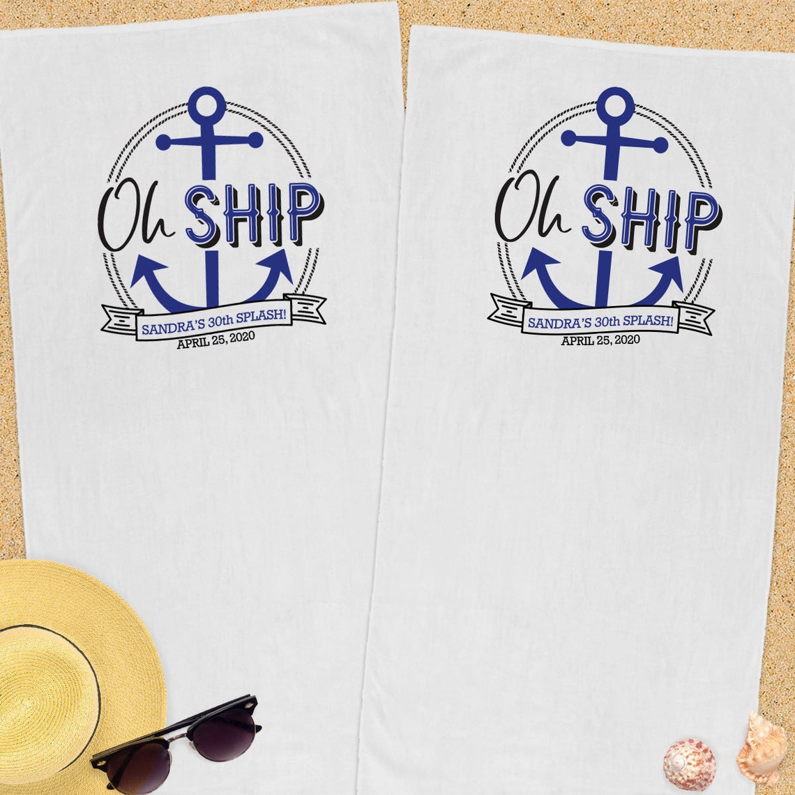 Oh Ship Cruise Beach Towels Boat Birthday or Etsy