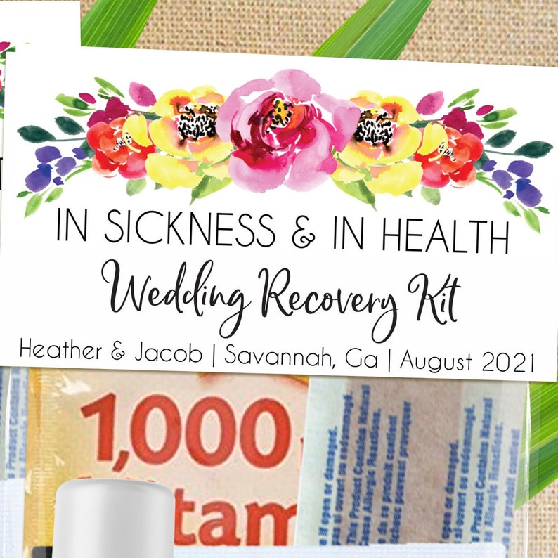 Wedding Recovery Kit Bags Set Pink Floral Hangover Bags DIY Etsy