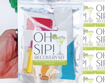 Custom Margarita Recovery Kit Labels + Resealable Bags, Mexico Trip Bags, Personalized Birthday & Bachelorette Favors, Personalized Stickers