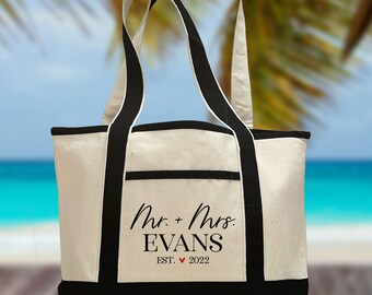 Honeymoon Bag Custom Honeymoon Gift Honeymoon Beach Tote Bag Personalized Just Married Beach Wedding Gift Mr. and Mrs Tote Wedding Gift Etsy