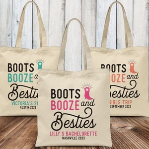 Nashville Bachelorette Party Favor Bags, Boots Booze Besties Gift Bags, Nash Bash, Let's Get Nashty, Custom Canvas Favor Bags image 6