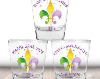 Custom Fleur De Lis Shot Glasses For New Orleans Trip | NOLA Bachelorette Or Birthday Party Favors