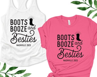 Nashville Bachelorette Tanks, Nash Bash Bachelorette Party Tank Tops, Boots Booze Besties, Austin, Memphis, Louisville, Country, Tennessee