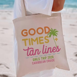 Personalized Beach Birthday or Bachelorette Favor Bags | Good Times & Tan Lines Gift Bags | Tropical Party Supplies image 6