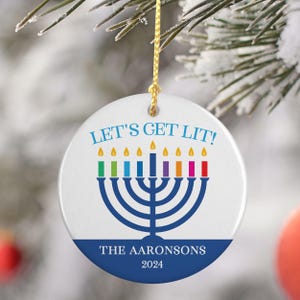 Personalized Hanukkah Ornament, Keepsake Jewish Gift for Family, Custom Hanukkah Decorations, Funny Hanukkah Gift, Menorah Decor for Couple