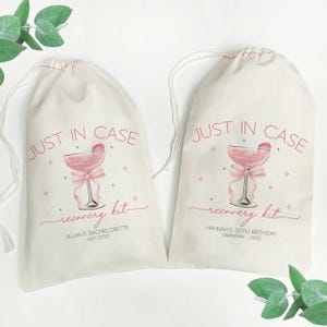Personalized Just in Case Bachelorette Pink Champagne Recovery Kit | Hangover Bag for Birthday Trip  Bridal Party or Girls Vacation