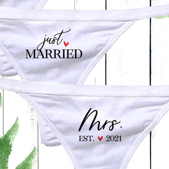 Personalized White Bridal Thong Officially Mrs, monogrammed thong, wedding  underwear, bridal gift, bridal panty, wedding lingerie, panties