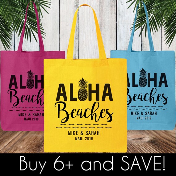 Hawaii Wedding Custom Totes Destination Wedding Welcome Bags