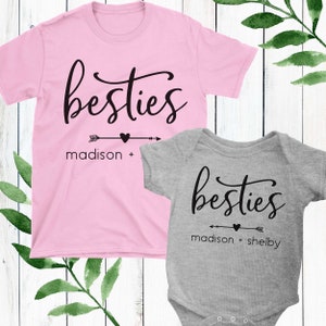 Custom Girls Best Friends Shirts Personalized Baby and Kid BFF Matching Shirts Besties Shirts image 3