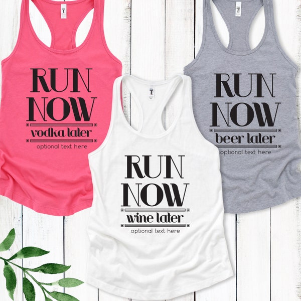 Run Now Wine Later Tank Top, Funny Running Shirt, Wine Tank, Running Gift, Funny Workout Tank Top, Workout Clothing, Runner Gifts