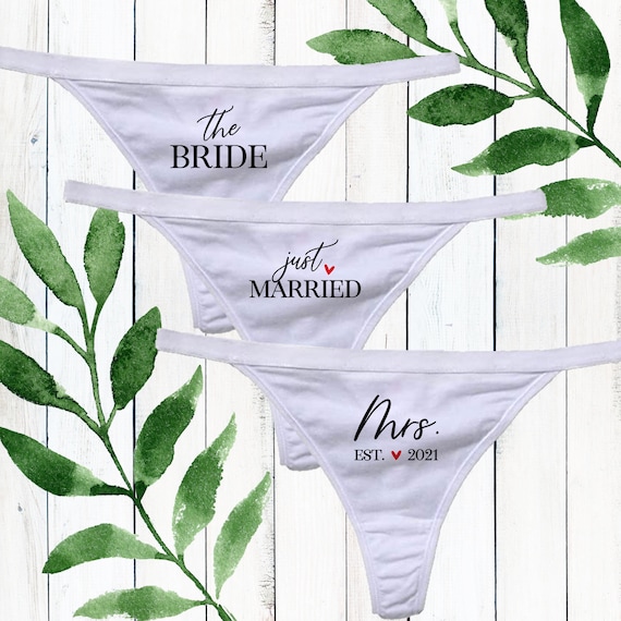 Newlywed Gift for Bride Honeymoon Lingerie Set of 3 Thong Panties