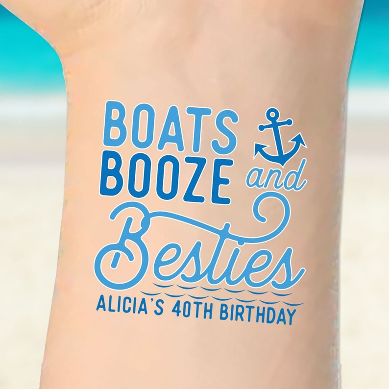 Nautical Birthday Party Favors for Women Custom Tattoos for Boat Party Sailing Temporary Tattoos Girls Trip Cruise Yacht Party Favor image 3