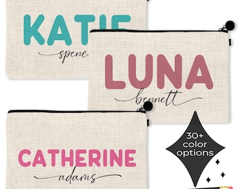 Custom Name Pencil Pouch for Kids | Personalized Pouch for School | Modern School Supplies | Gifts for Teenagers, Tween Girl Bag
