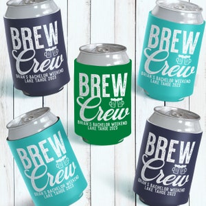 Custom Bachelor Party Can Coolers Beer    Brew Crew Beer Birthday or Groomsmen Gifts