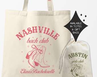 Custom Nashville Bachelorette Tote Bag, Cowgirl Boot
