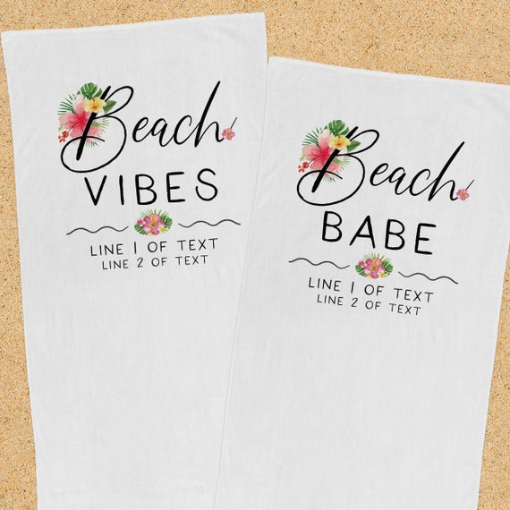 Beach Vibes Custom Beach Towels Bachelorette Beach Towels