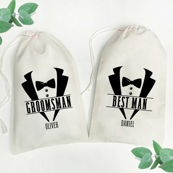 Tuxedo Groomsman Bags - Personalized Groomsmen Gift Bags - Custom Wedding Party Bags - Best Man Gift Bag - Father of the Groom Gift Bag