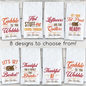 Funny Thanksgiving Tea Towels, Thanksgiving Home Decor, Custom Kitchen Dish Cloth, Thanksgiving Hostess Gift, Friendsgiving Gift for Cook