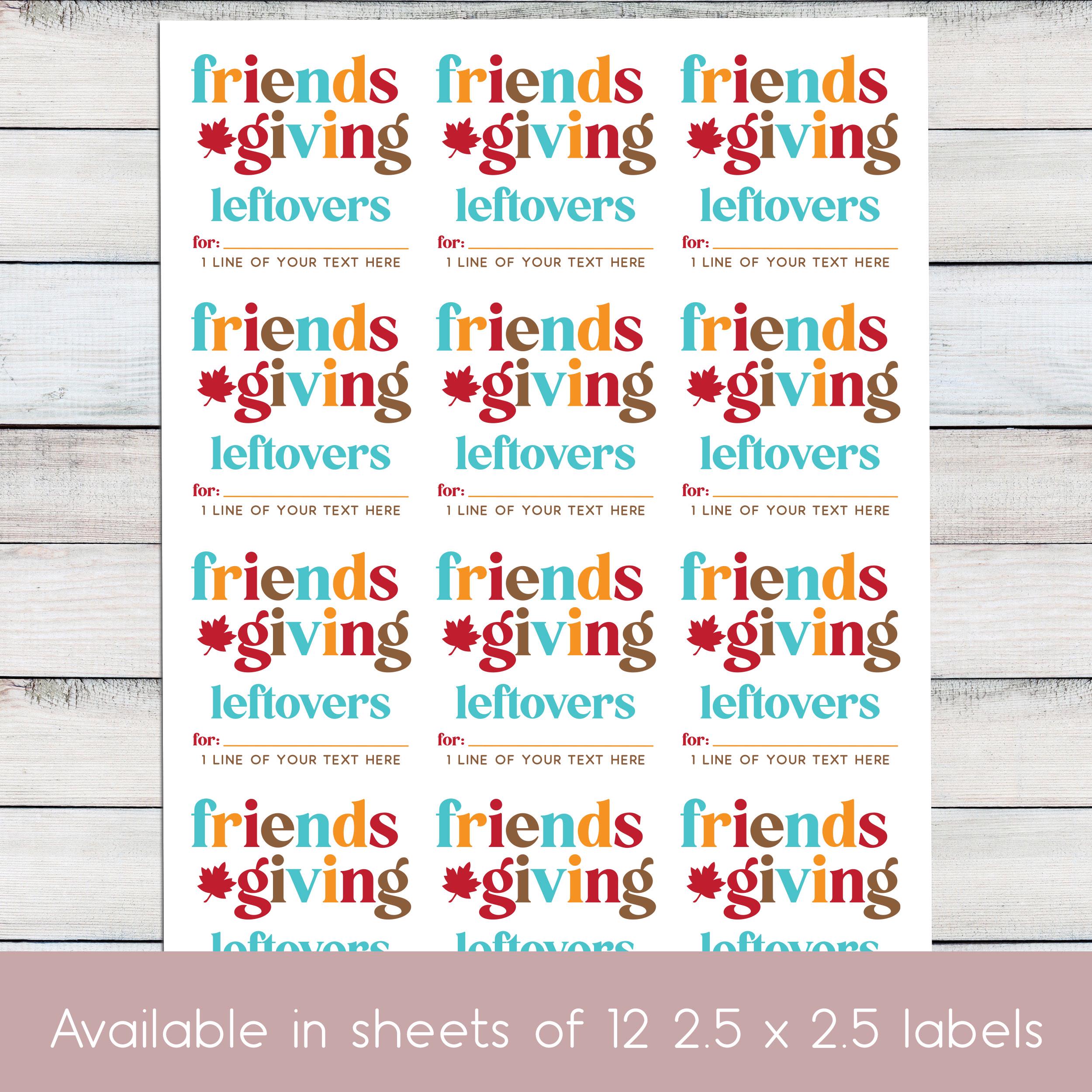 Leftover Sticker Retro Friendsgiving Leftovers Stickers: Multi-color Thanksgiving Labels ...