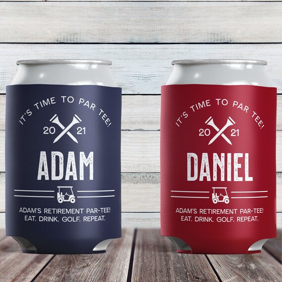 Golf Party Favors Time To ParTee Bulk Custom Can Coolers for