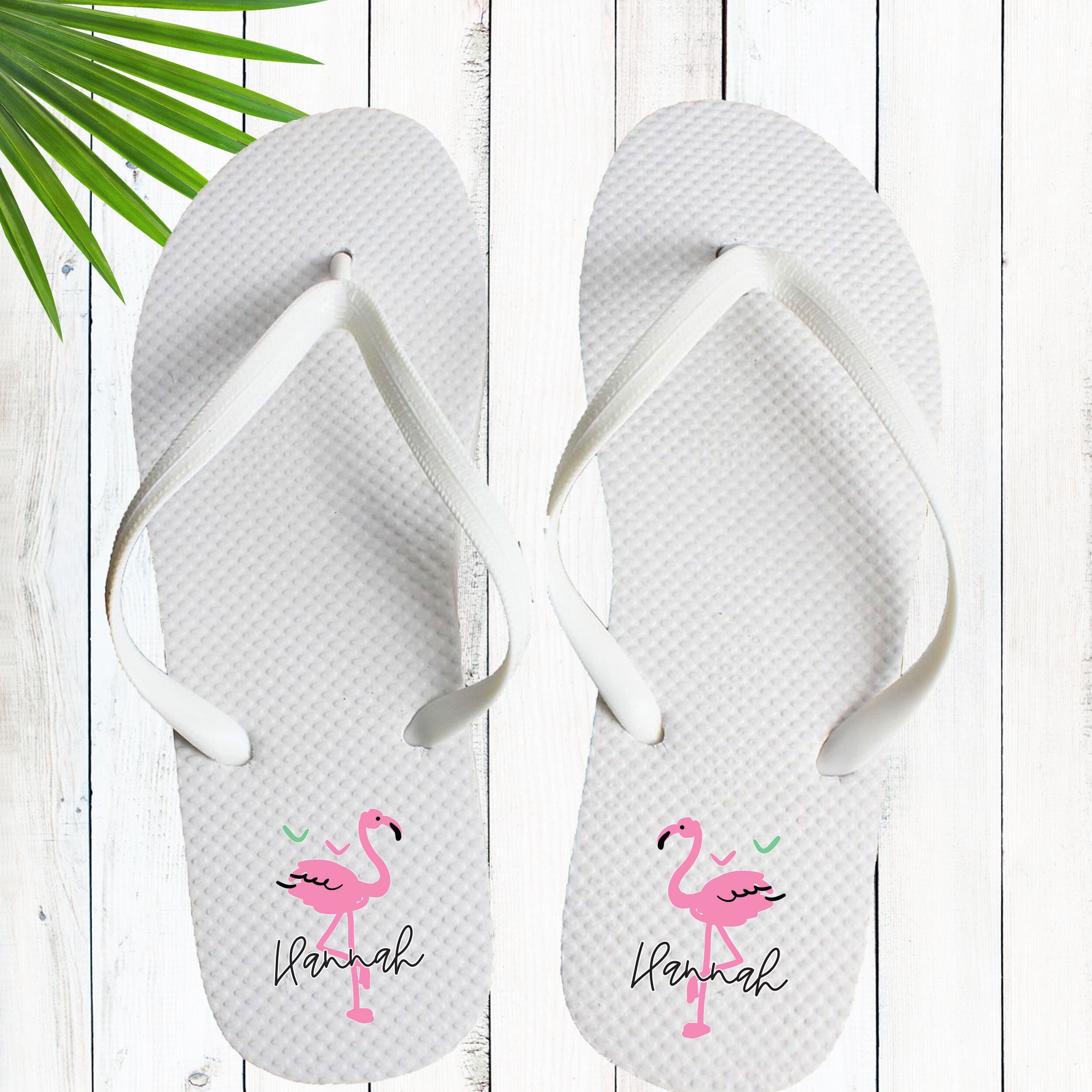 Personalized Beach Wedding Flip Flops, Custom Groom Bride