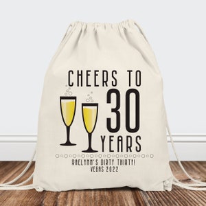 Adult Birthday Favor Bags Personalized Cheers to 40 Years, 30 Years, 21 Years, 50 Years, 60 Years, 65 Years image 2