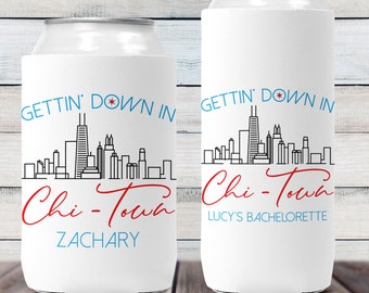 Chicago Party Favors, Custom Can Coolers for Chicago Birthday, Wedding or Bachelorette, Chicago Girls Trip Can Cozies, Chicago Skyline Gift