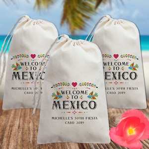Welcome to Mexico Wedding Gift Bags, Mexico Vacation Favor Bags, Mexico Birthday Trip, Mexico Bachelorette